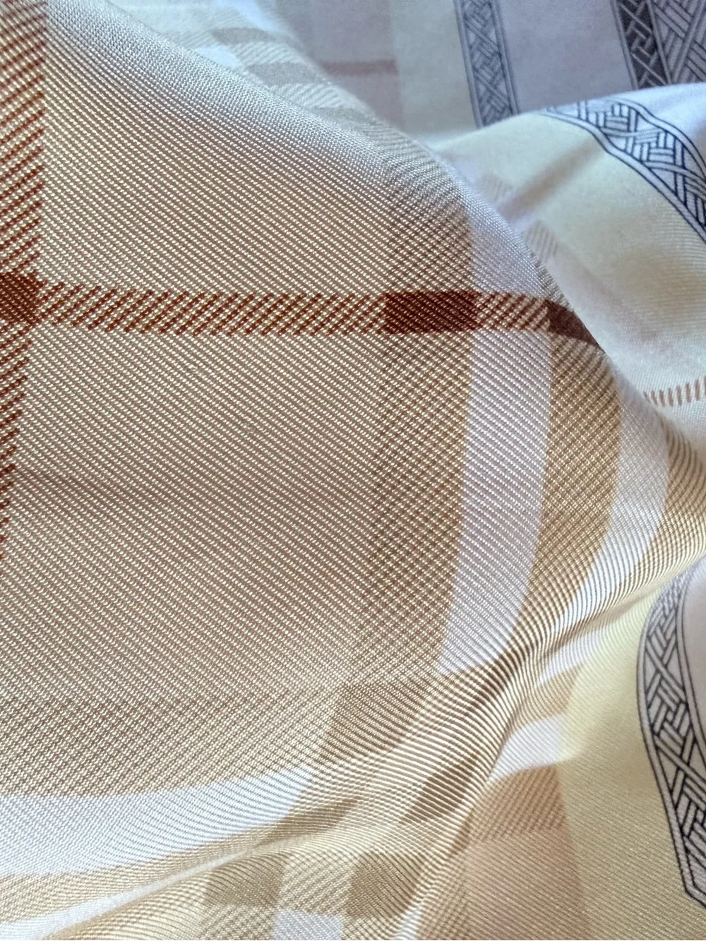 Burberry Beige and Cream Check Silk Scarf